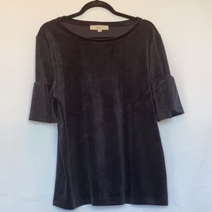Loft velvet blue bell sleeved top in the color forever navy. Size XL.